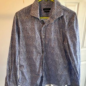 Blue and gold dot print Butagachi shirt.